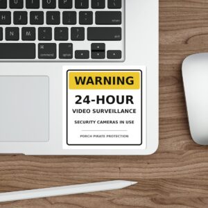 Alternative view of Warning 24-Hour Video Surveillance Die-Cut Sticker – Security Cameras In Use