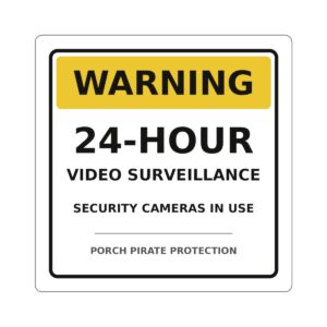 Warning 24-Hour Video Surveillance Die-Cut Sticker – Security Cameras In Use