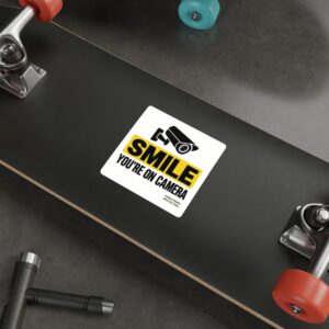 Sticker — "SMILE YOU'RE ON CAMERA" Security Camera Warning Die-Cut Sticker - Image 3
