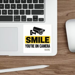 Sticker — "SMILE YOU'RE ON CAMERA" Security Camera Warning Die-Cut Sticker - Image 2